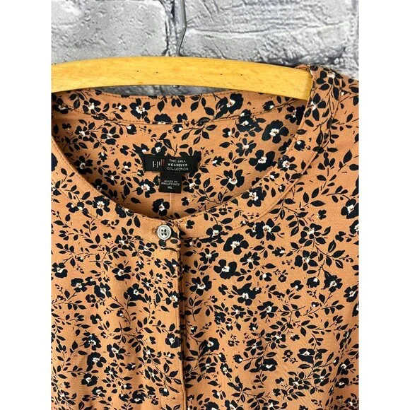 J. Jill Wearever Womens XL Orange Floral Print Top 3/4 Sleeve Knit Tunic Blouse - Picture 5 of 12